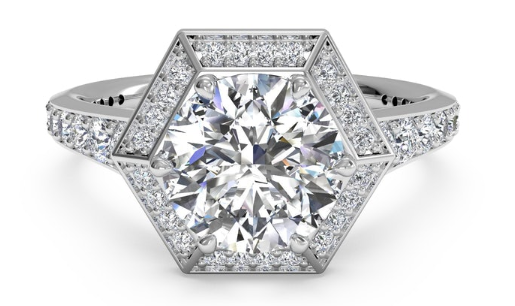 Ritani Vintage Hexagonal Halo Vaulted Engagement Ring