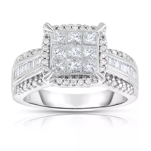 0.95 CT. T.W. Diamond Engagement Ring in 14K White Gold (I-I1)