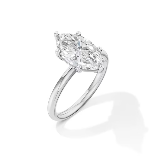 Lab Grown Diamond Solitaire Marquise Engagement Ring in 14k White Gold (3 ct.)