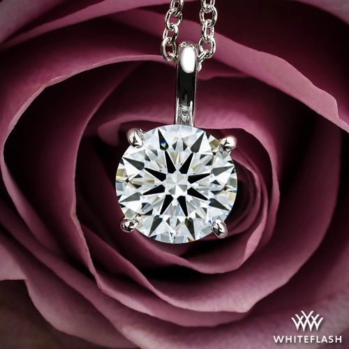 14k White Gold Four-Prong Timeless Diamond Pendant