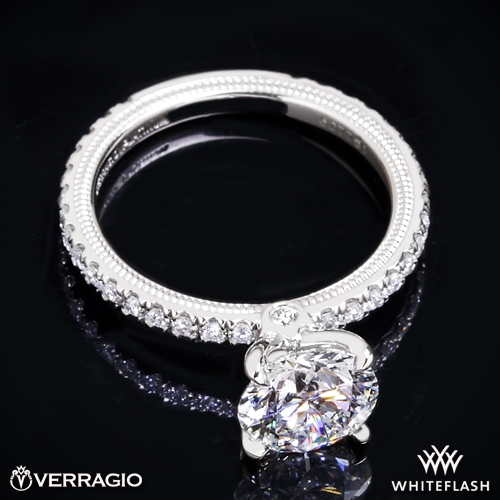 14k White Gold Two Tone Verragio Tradition TR150R4-2T Diamond 4 Prong Engagement Ring with Rose Gold Inlay
